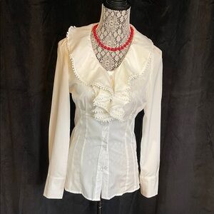 NWOT MISSLOOK White Ruffled Blouse